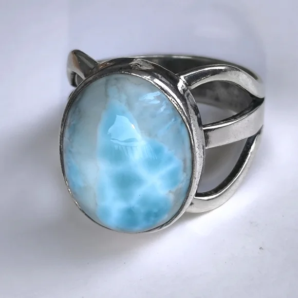 Sterling Silver Larimar Ring Sz 7.25